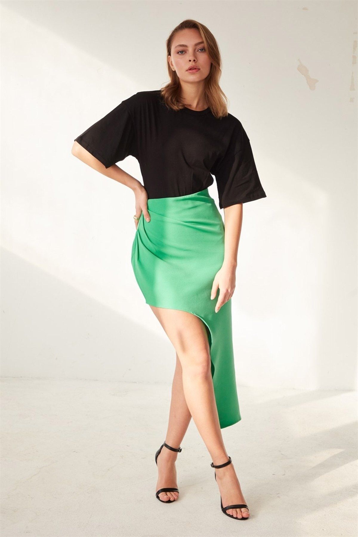Gathered asymmetrical skirt discount