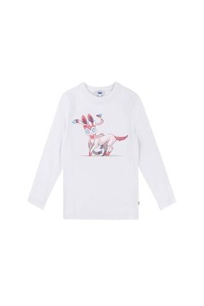 Sylveon Pokemon Uzun Kollu Çocuk Beyaz Unisex T-Shirt TTPOKSLV01UKCT