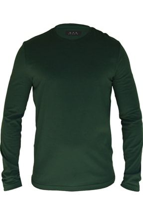 Erkek Yeşil Melanj Uzun Kollu Likralı Basic T-shirt BNB-3421