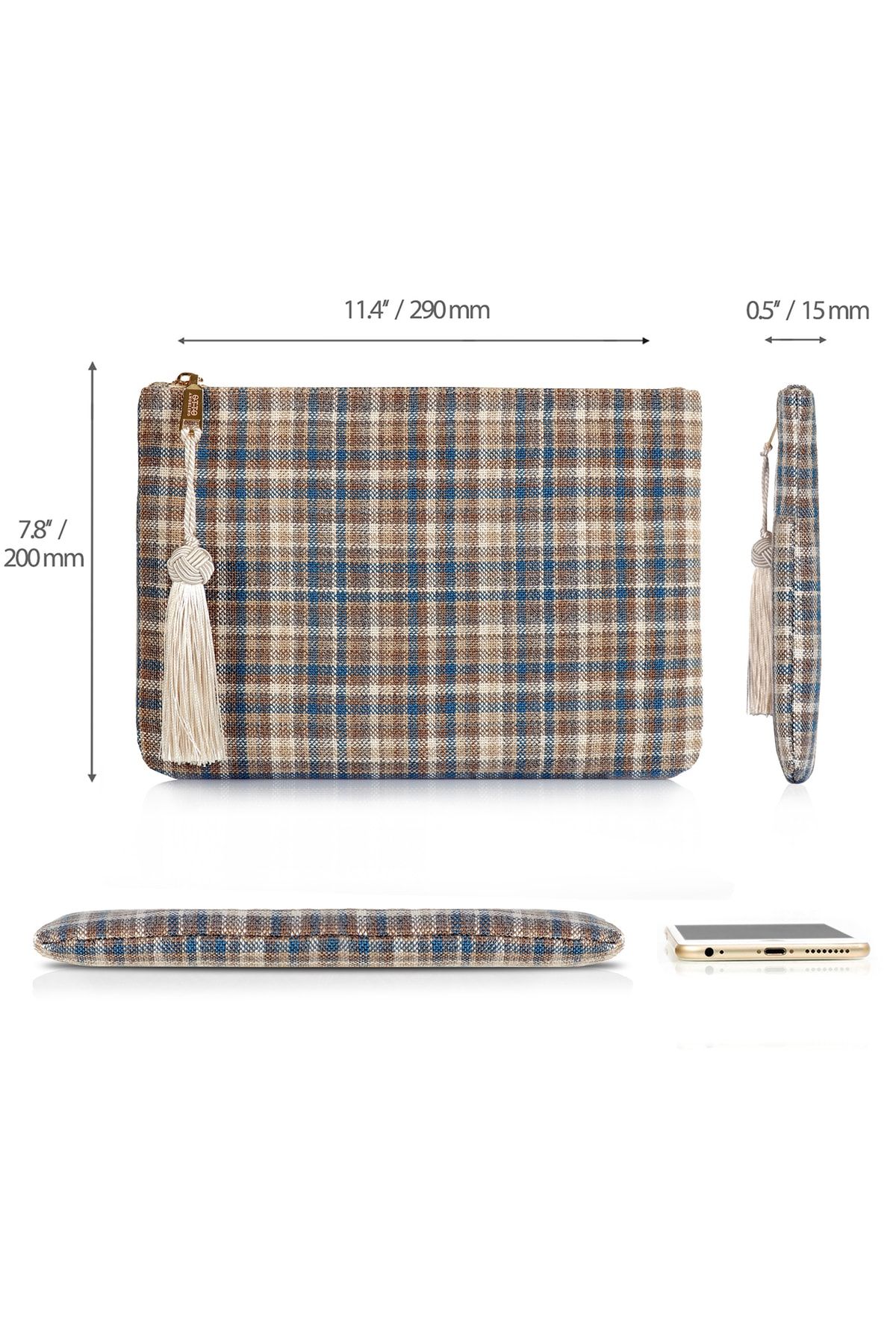 OttoAngelino-Otto Angelino Geantă de mână clutch pentru femei cu fermoar cu design autentic 2