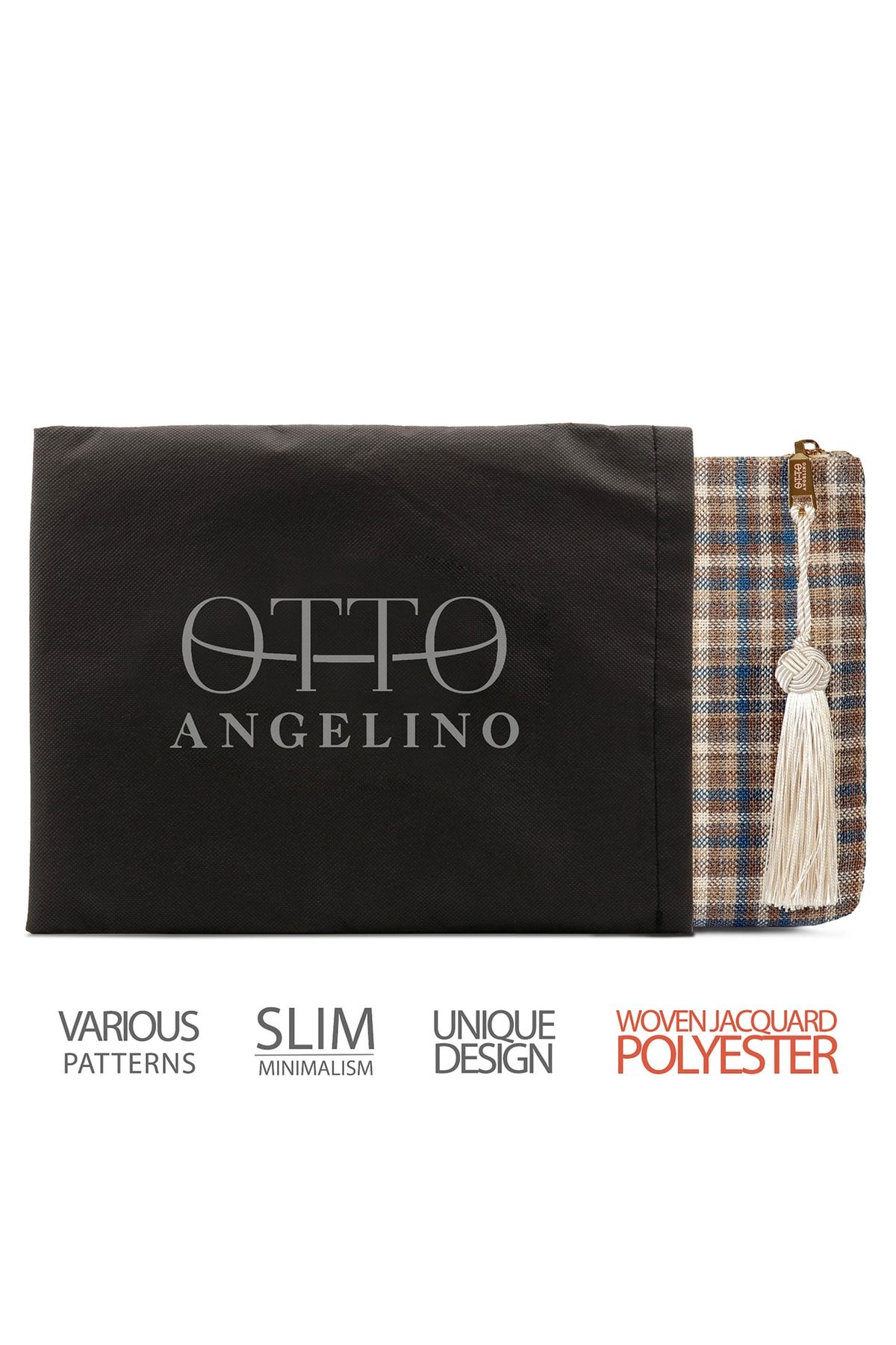 OttoAngelino-Otto Angelino Geantă de mână clutch pentru femei cu fermoar cu design autentic 5