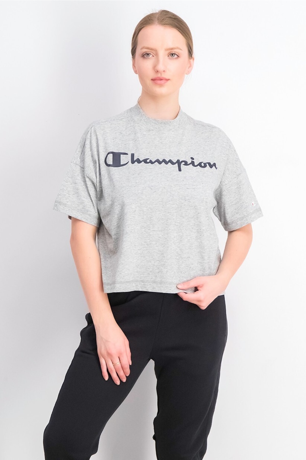 Champion Kadın Tshirt Oversize Logo Gri