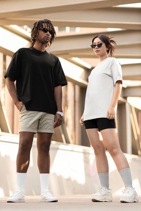 2 Adet Siyah Beyaz Premium Oversize T-shirt Unisex 2adeted