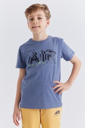 Petrol Air Baskılı O Yaka Kısa Kol Erkek Çocuk T-shirt - 10852 T09EG-10852