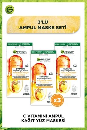 C Vitamini Ampul Kağıt Maske 3'lü Set PKTCVITKGTMSK