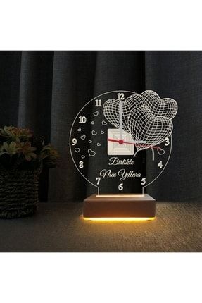Kalpli Saatli Gece Lambası Yıldönümü Hediyesi 3d Led Lamba ART00010