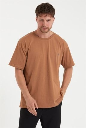 Camel Renk Rahat Kalıp Erkek T-shirt JCK1000