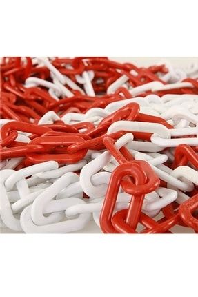 Kırmızı Beyaz Plastik Zincir, Duba Zinciri, Emniyet Zinciri 6 Mm 5 Metre zincir