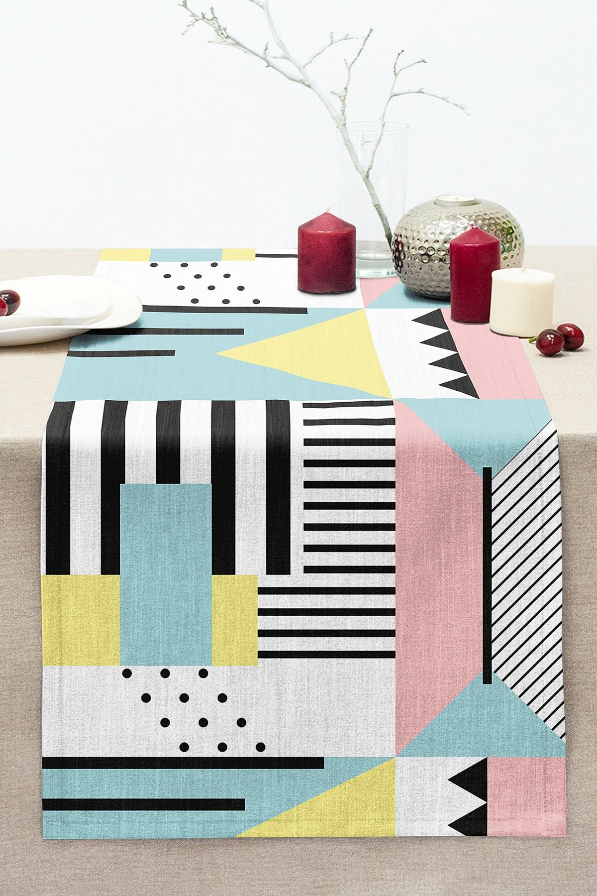Realhomes Forme Geometrice Moderne Cusute Raschel Tricotat Runner - One Size