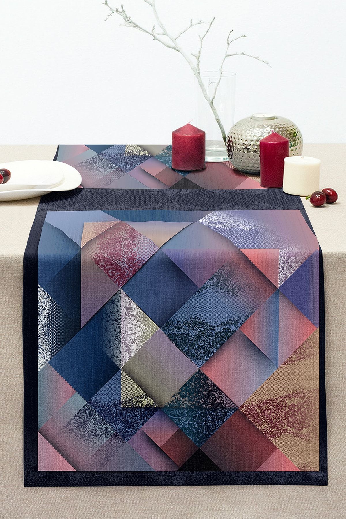 Realhomes Motiv Geometric Design Special Imprimat Digital Modern Cusut Raschel Knitted Runner - One Size