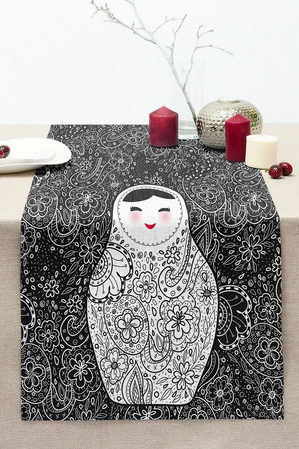 Realhomes Matryoshka, Imprimat Digital, Cusut Decorativ, Tricotat Rahel, Pe Podea Cu Modele Florale - One Size