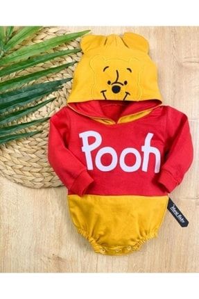 Erkek Bebek Winnie The Pooh Kapşonlu Çıtçıtlı Sweatshirt Çıtçıtbody ADA5587