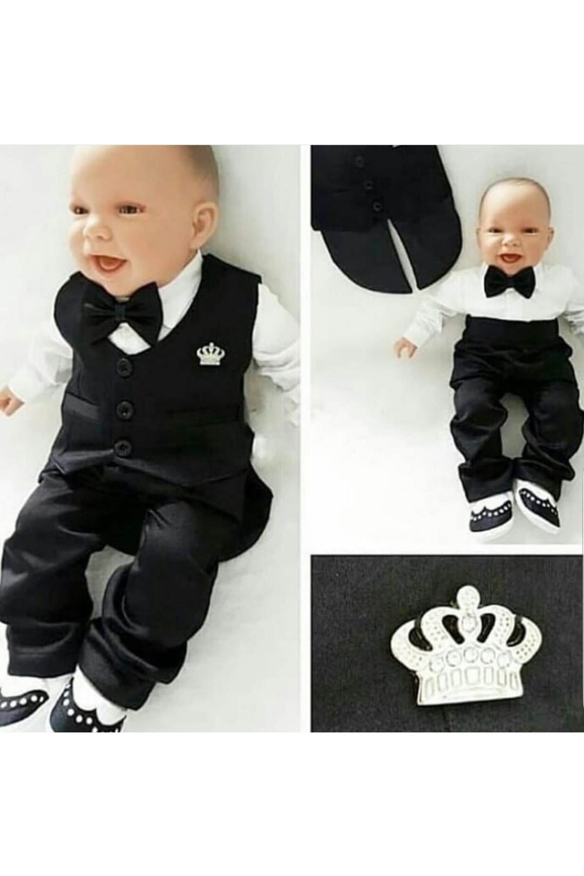 CFR Pugi Erkek Bebek Lüx Smokin Yelekli Mevlüt Takımı Seti - Özel Gün Elbisesi