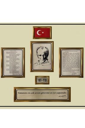 Atatürk Köşesi Ahşap Üzerine Baskı Çerçeveli 6 Parça ASİL176