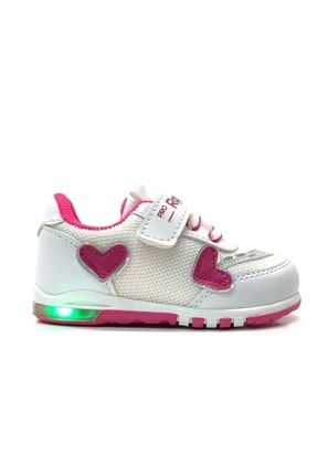 Beyaz - 1487 Ortopedik Kız Bebek Işıklı Sneaker 003 1487