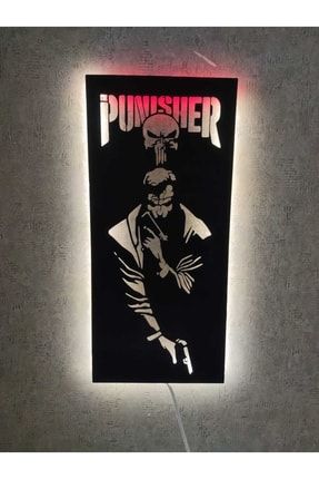 Punisher Led Işıklı Ahşap Tablo punisher1