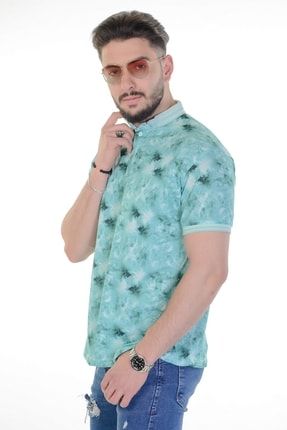 Buz Mavisi Düğmeli Polo Yaka Regular Fit Pamuklu Erkek Tişört EYT1069BMAV