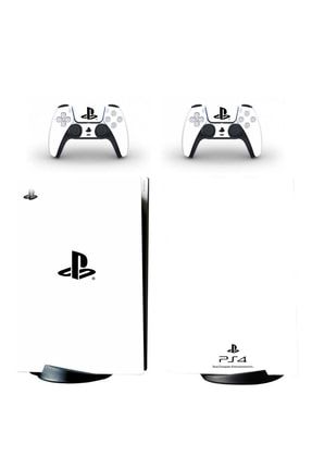 Full Beyaz Arkaplan Ps Logo Playstation 5 Disk Edition Sticker Kaplama Seti PS5DSKED175