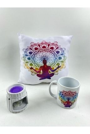 Meditasyon Yoga Yastık Ve Kutulu Kupa Buhurdanlık Lavanta Kokulu Tealight Mum Ve Kokulu Mum Hediye buhurdanlavanta01