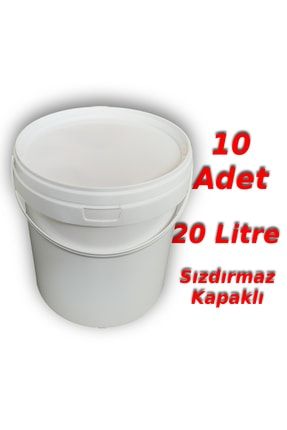 20 Lt Plastik Kapaklı Kova Hobi Boya Gıda Yoğurt Kovası Beyaz KOVA20000-10
