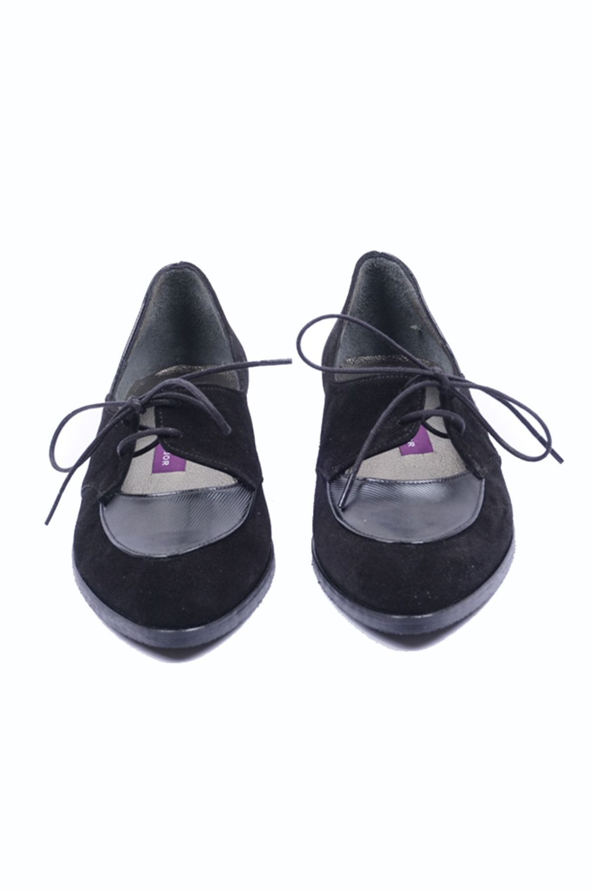 Lo Mejor Shoes Wenty Deri Özel Tasarım Kadın Babet Ayakkabı - Renk Süet Siyah OH10824