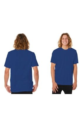 Erkek Lacivert Basic Düz T-shirt ESBT0001