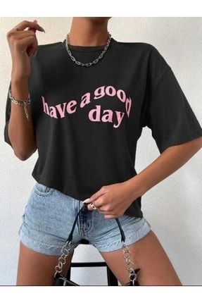 Have A Go Day Baskılı Oversize Kadın T-shirt savohave