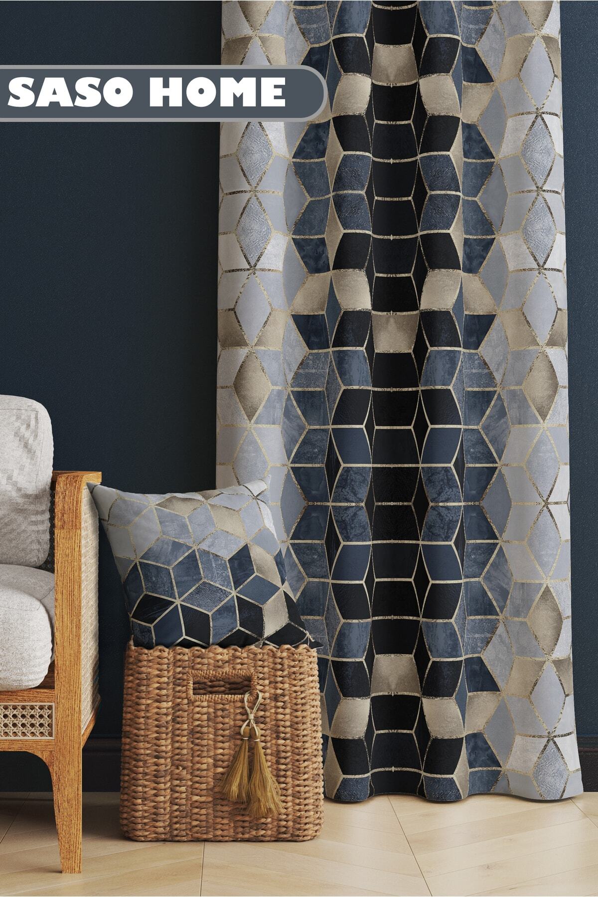 SasoHome-Pernă decorativă cadou cu mozaic bleumarin - husă de pernă 3