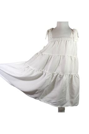 Kız Bebek Askılı Diz Altı Pamuklu Kumaş Elbise mtl198768