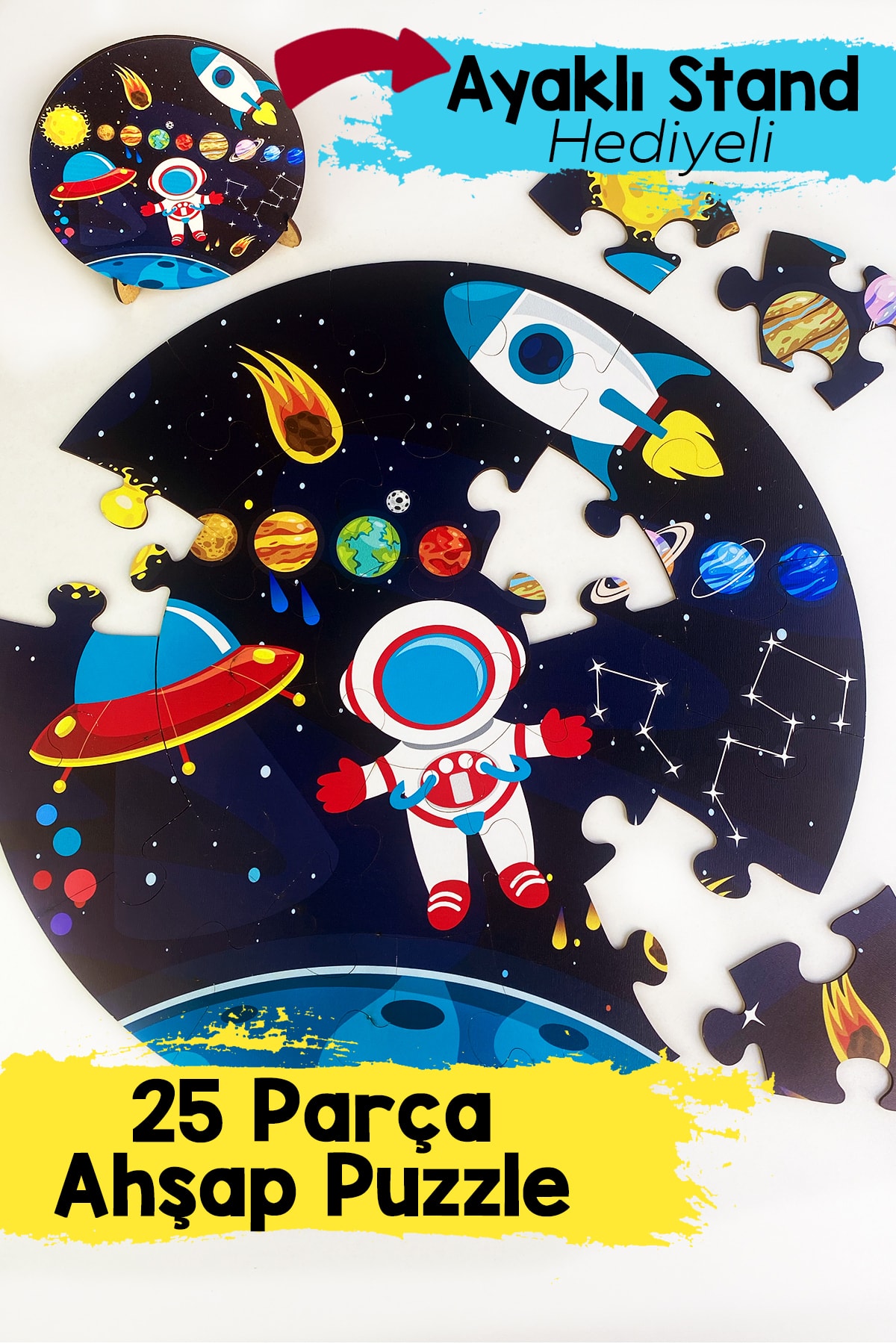 Little One Ahşap Gezegen Puzzle 42cm, Mega Boy Renkli Uzay Bebek, Çocuk Ve Okul Öncesi Için Puzzle fotoğrafı 4 (önizleme)