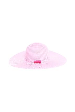 Pembe Unisex Rose Hasır Plaj Şapkası 5002901402