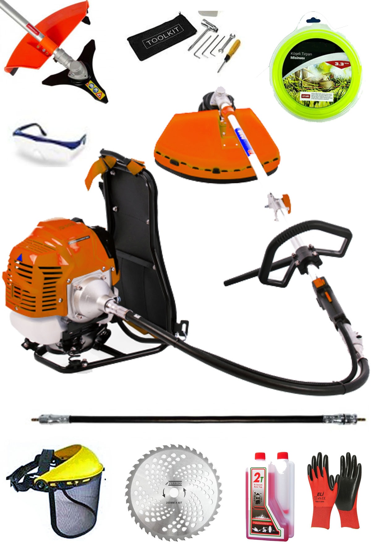 DEKO Turkey Magnezyum Motor Benzinli Sırt Tipi Tırpan Makinesi Ot Çayır Çalı Kesme Tırpan Makinesi 7.9hp 63 cc