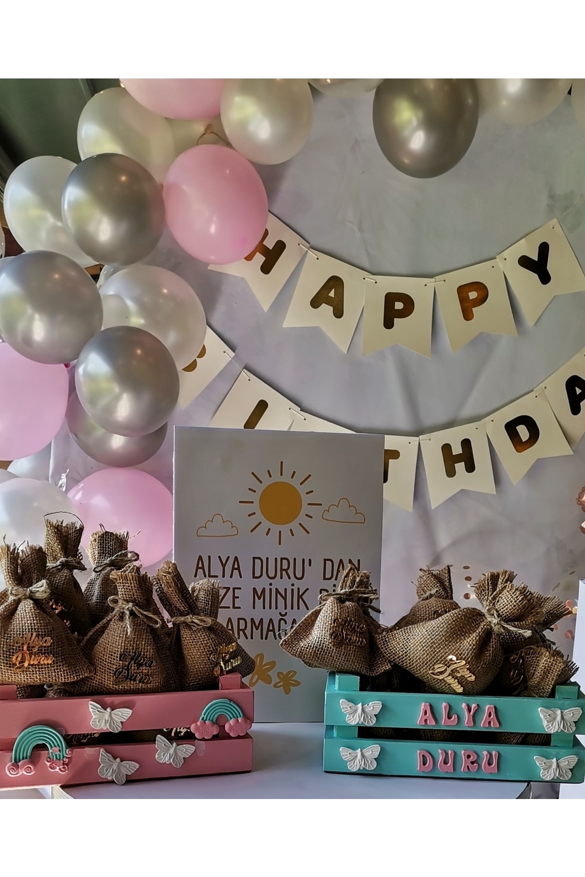 glow moon Bebek Kırk / 40 Uçurma Sepeti / Bebek Doğum Günü Sepeti / Kişiye Özel Tasarım Kasa fotoğrafı 2 (önizleme)