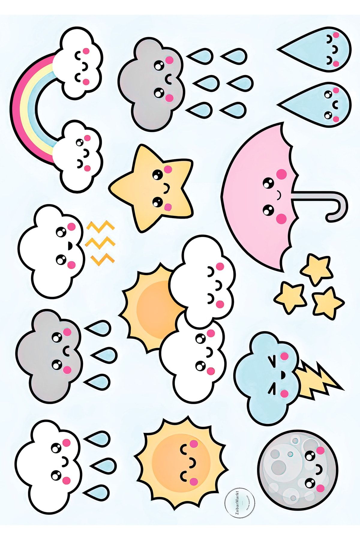 ZobarMarkt Set De Autocolante Pentru Laptop A5 Cute Sky Agenda Planner - One Size