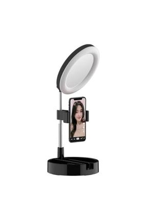 57 Cm Katlanabilir Aynalı Led Işık Selfie Kuaför Makyaj Işığı Make Up Ring Light 6 Inç Siyah Makyajaynasıyuvarlak