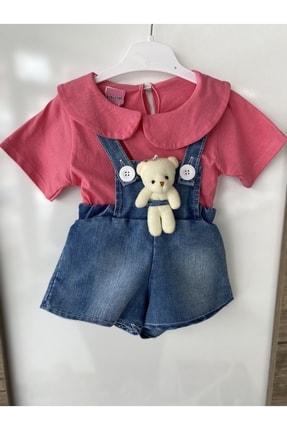 Kız Çocuk Ayıcıklı Kot Tulum ayıcıklı kot tulum-tshirt