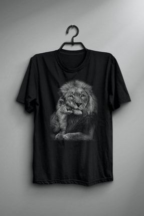 Kaplan Baskılı Oversize Siyah T-shirt T082