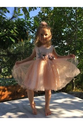Pearly Dress Kız Çocuk Somon Elbise Toka Takım BEBESELPEARLYDRESS