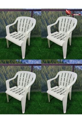 Hanımeli Plastik Sandalye 4'lü Takım Beyaz P17S6129