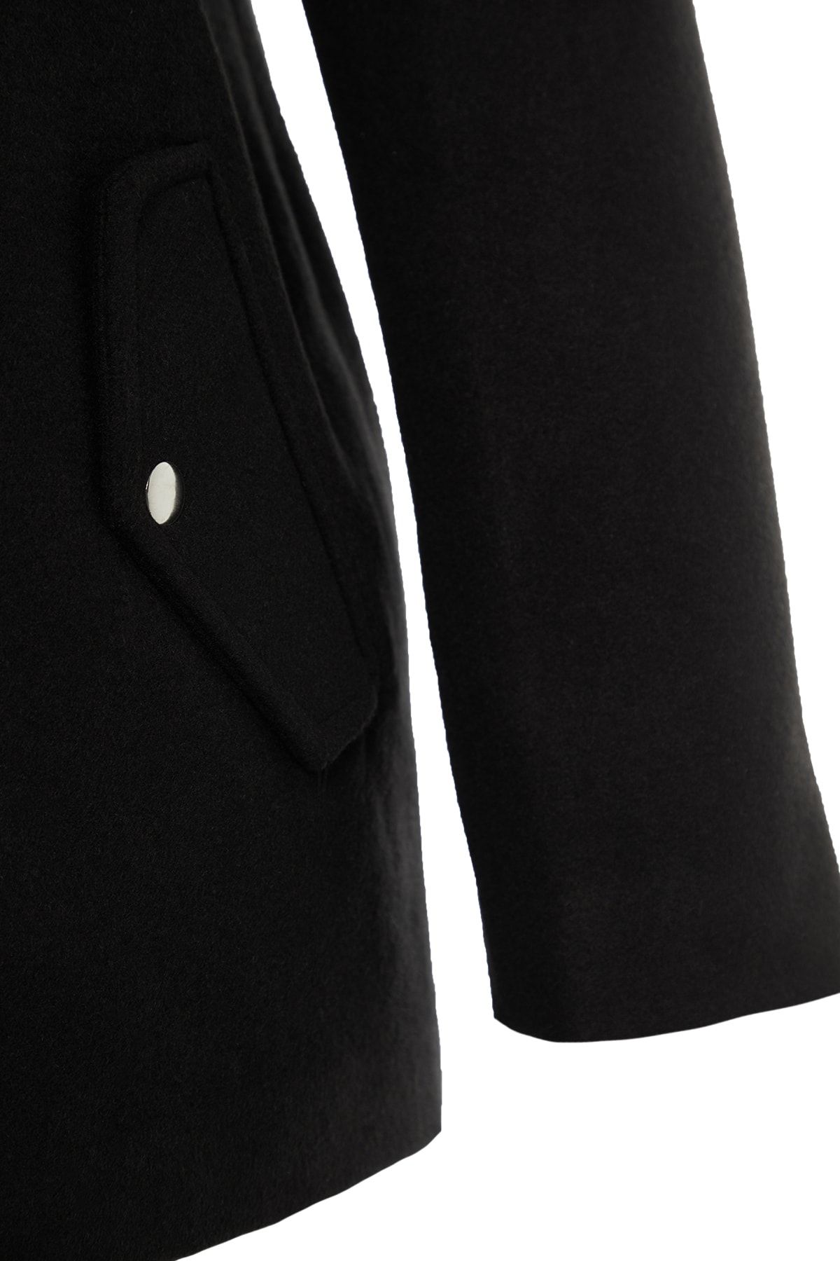 Trendyol Collection-Palton negru cu glugă, cu fermoar, ștampilă TWOAW21KB0015 11