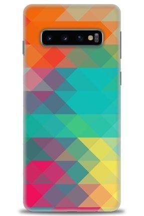 Samsung Galaxy S10 Kılıf Hd Baskılı Kılıf - Colors Abstract + Temperli Cam mmsm-s10-v-101-cm