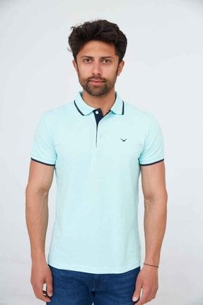Erkek Polo Yaka Pamuk T-shirt 4614 Aqua Yeşili CAZ 22 POLO 4614 AQUA YEŞİLİ