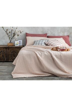 Crispate Gofre Tek Kişilik Nevresım Takımı 160x220 Cm Pudra – Pembe TYC00456359644