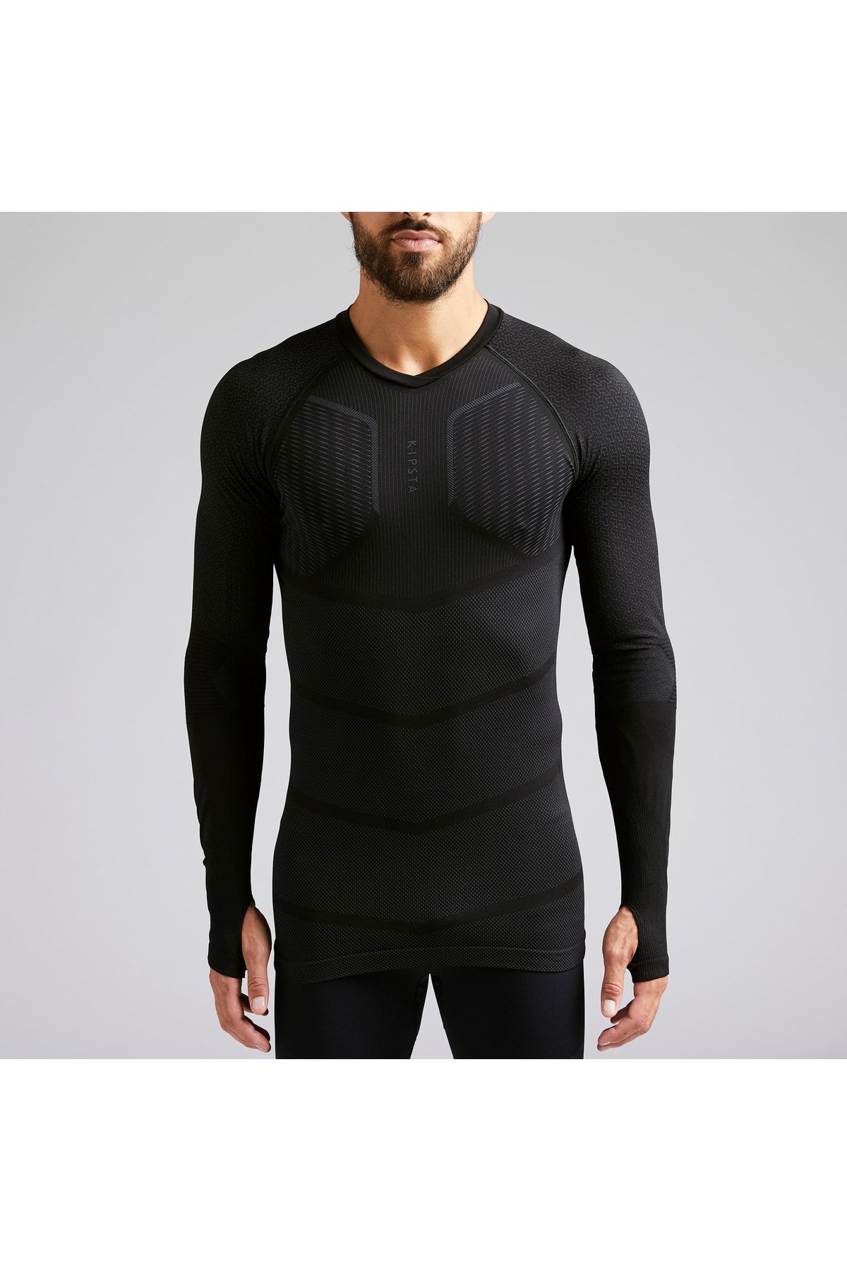Decathlon Adult Long Sleeve Thermal Underwear Khaki Keepdry 500