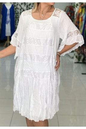 Otantik Vual Pamuk Dantel Detaylı Beyaz Elbise TYC00432643522