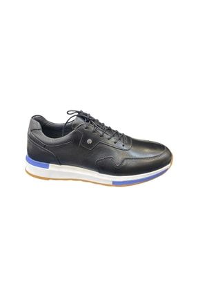 Erkek Spor Ayakkabı Sneaker Siyah Renk Mavi Beyaz Taban Desenli Turuncu Taban Günlük Casual Gündelik EFE2-BAHAR