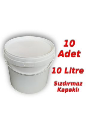 10 Lt Plastik Kapaklı Kova Hobi Boya Gıda Yoğurt Kovası Beyaz KOVA10000-10