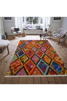 Hint Kilim Desen Makinede Yıkanabilir Multi A144 HİNT KİLİM MULTİ RENK A144 X