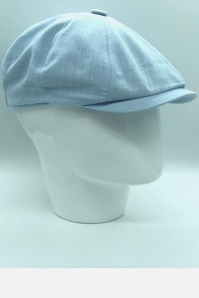 Erkek Keten Yazlık Açık Mavi Ingiliz Peaky Newsboy Kasket Şapka BEB1000