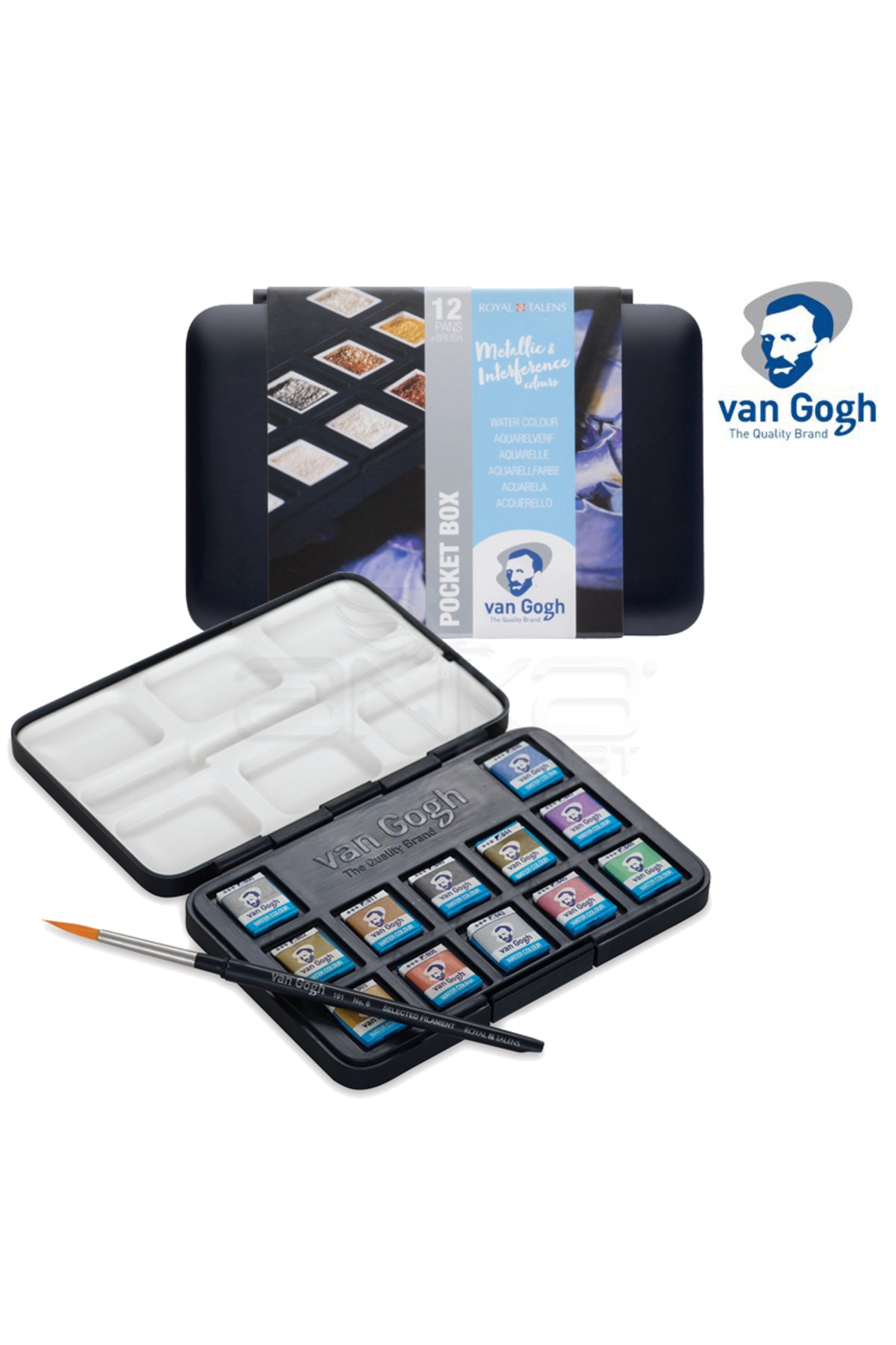 Van Gogh Talens Tablet Sulu Boya Watercolour Metalik Renkler 12 Li Set Fırça Hediyeli